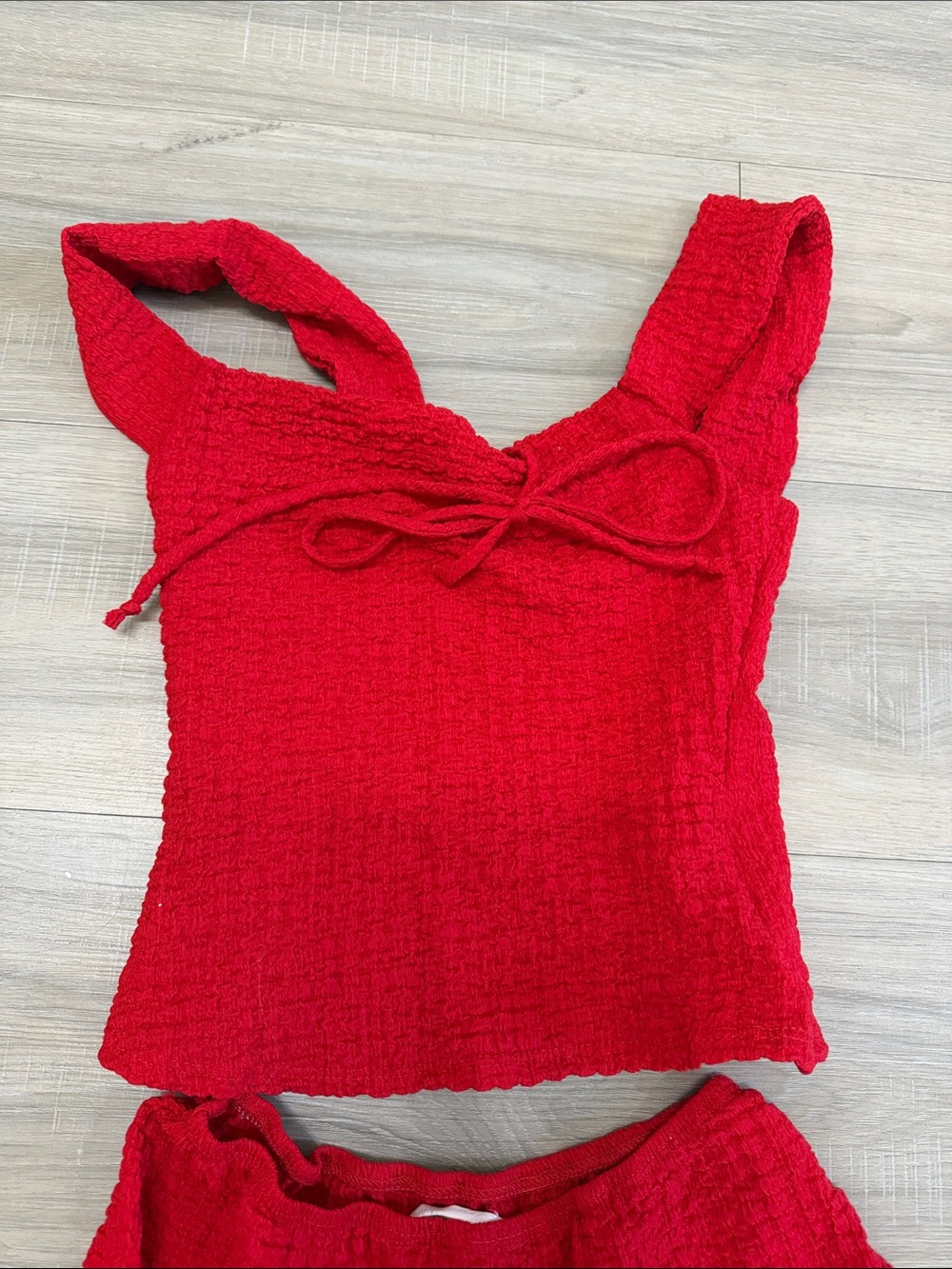 See You Monday Red Textured Two-Piece Skirt Set - Picture 2 of 4
